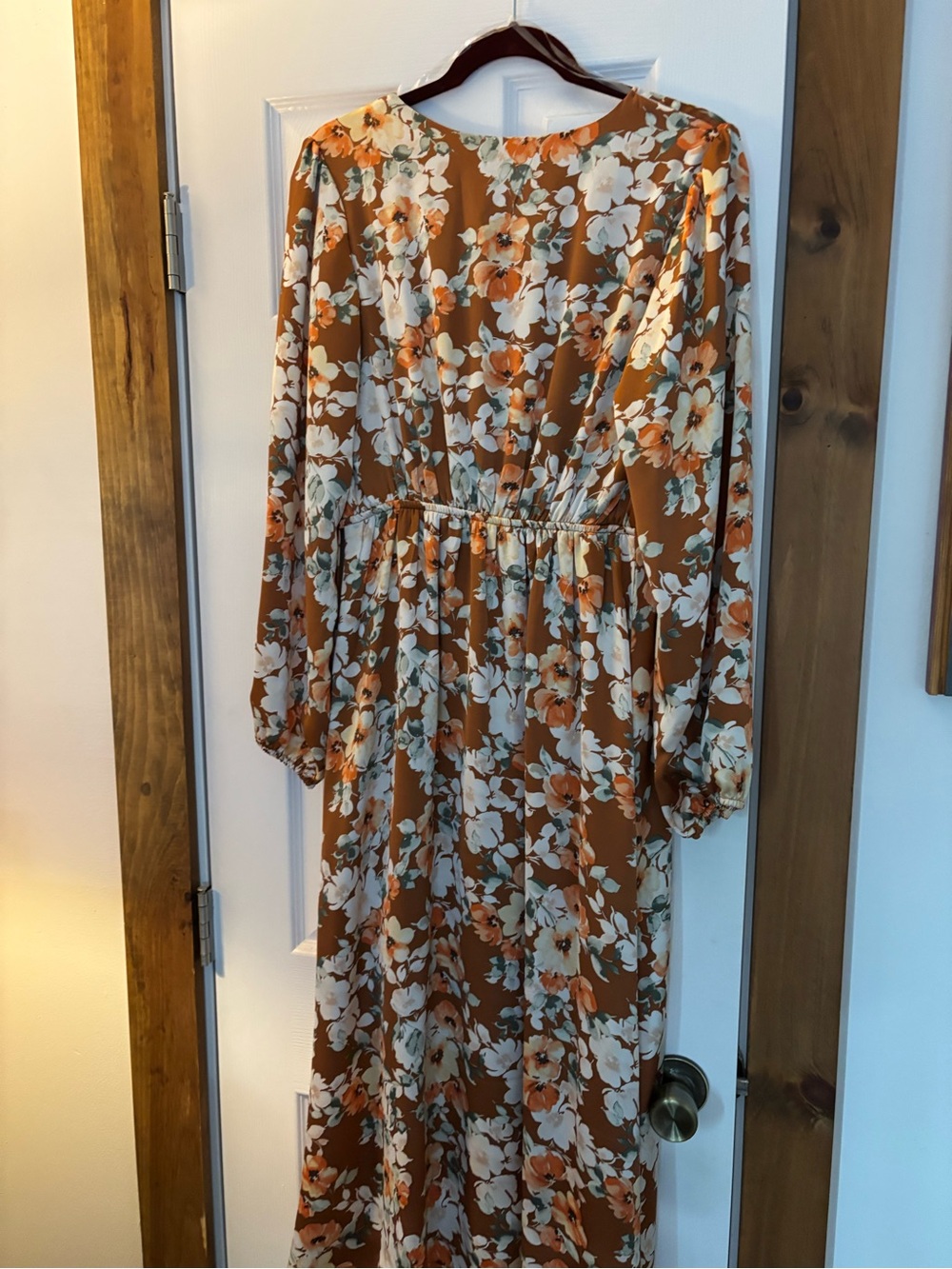 Floral Wrap Dress - Rust Orange Floral - Picture 3 of 3